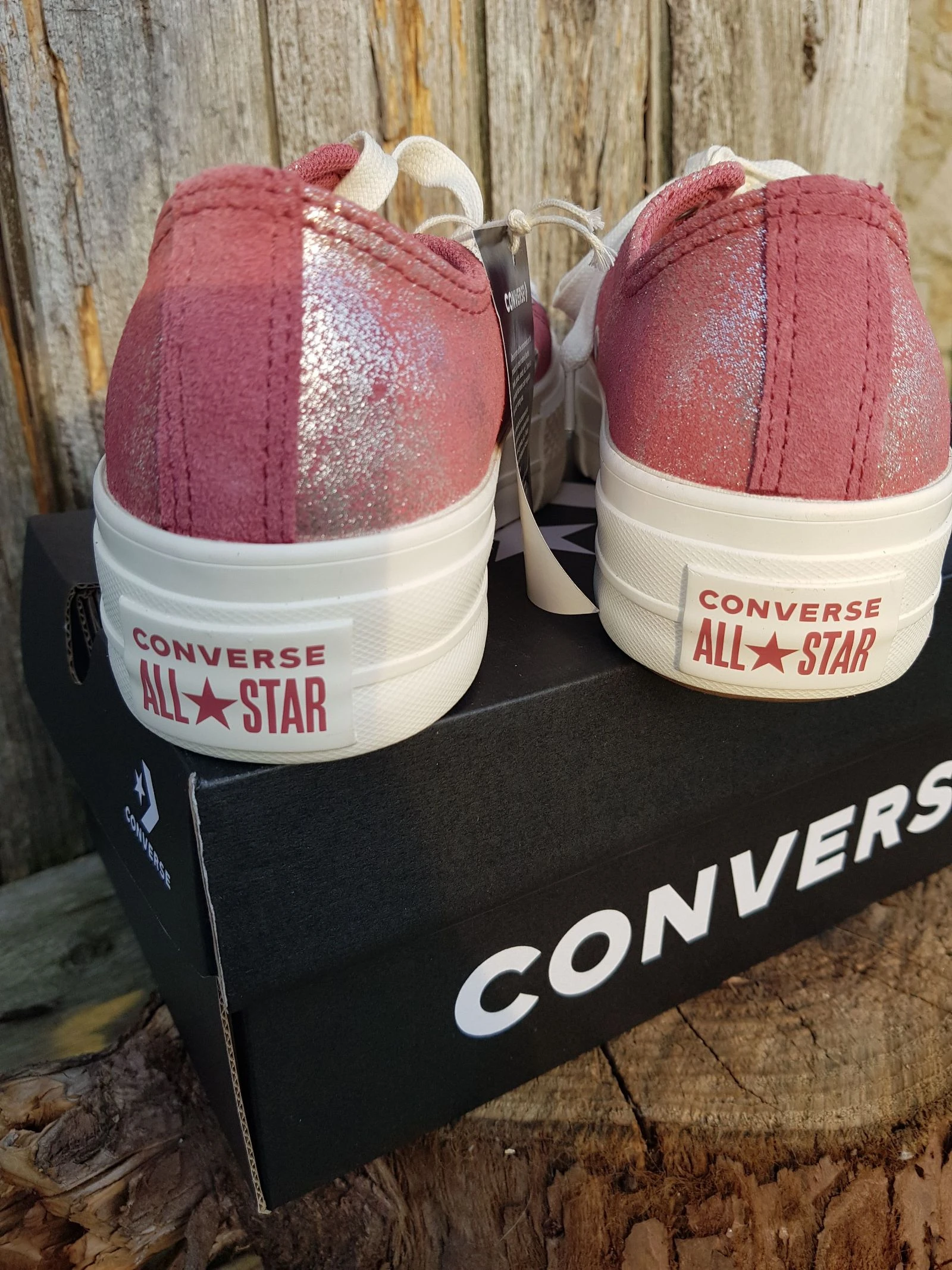 Converse plataforma rosa brillante cuero vuelto – photo 6